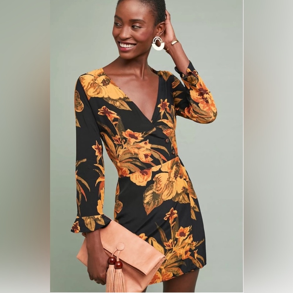 Faithfull the Brand for Anthropologie Greta Caribbean Floral Wrap Dress Tropical